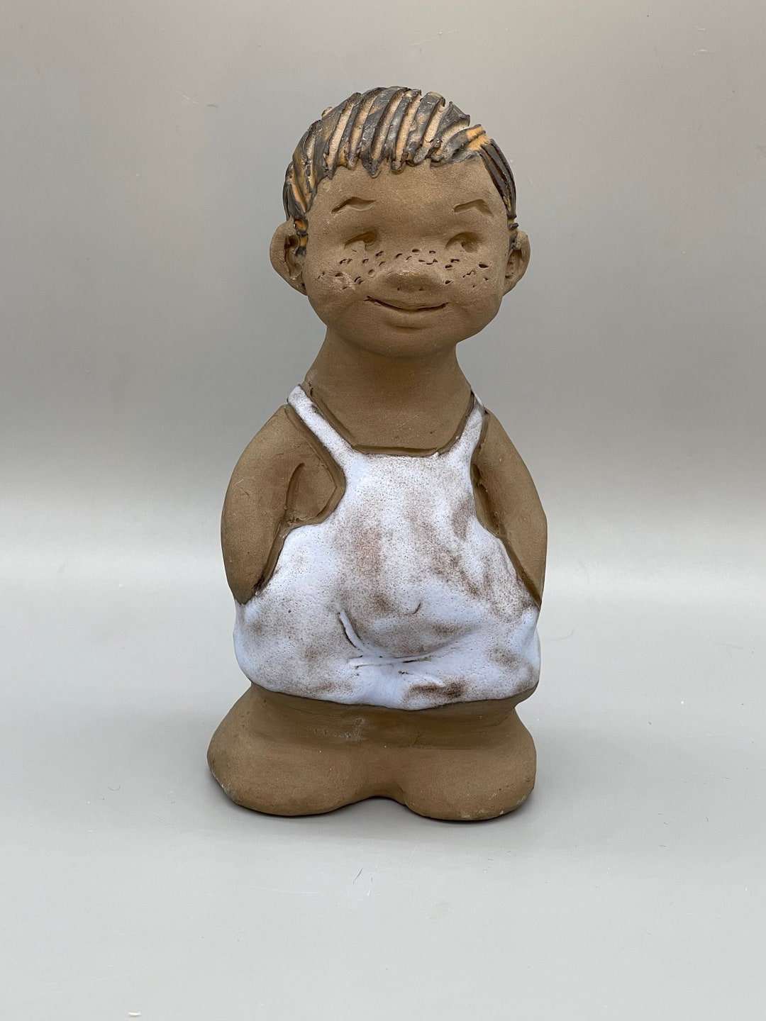 Vintage Ceramic Figurine of a Boy in Dungarees by Elbogen Keramik