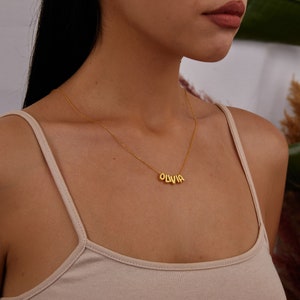 14K Gold Balloon Name Necklace, 3D Mini Bubble Letter Jewelry, Personalized Name Necklace, Custom Initial Jewelry, Mothers Day Gift