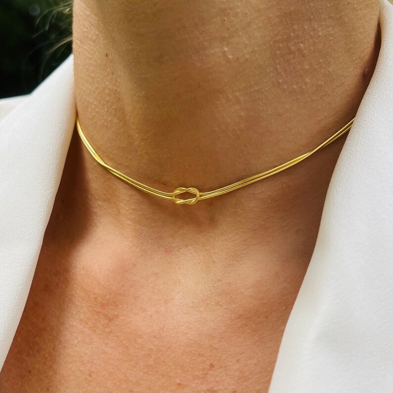 Love Knot Necklace Double Chain Knot Necklace Everyday Etsy