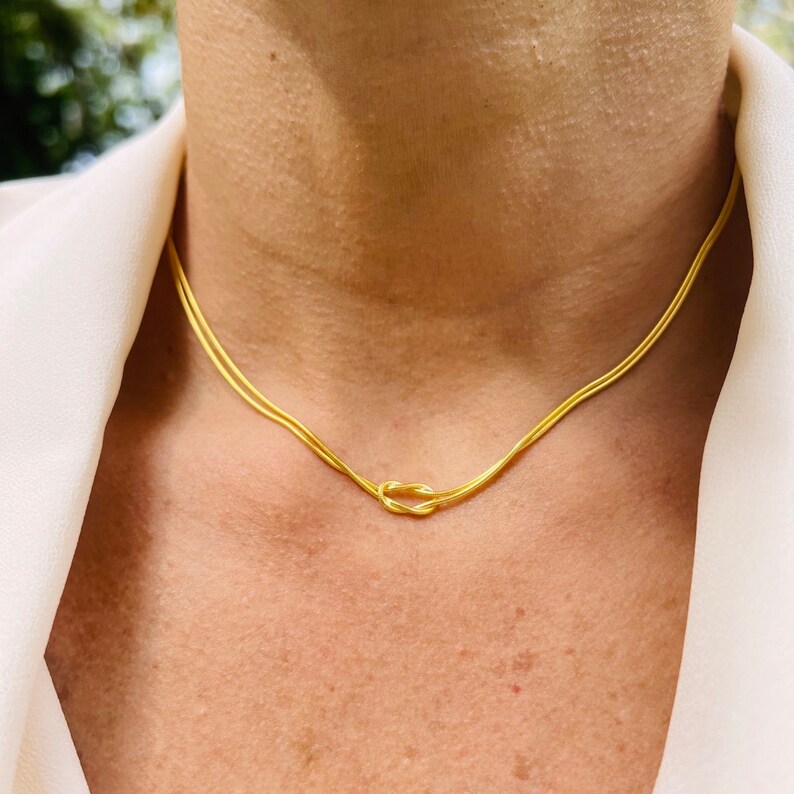 Love Knot Necklace Double Chain Knot Necklace Everyday Etsy