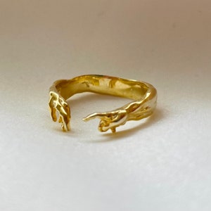 Creation of Adam Silver Ring, Gold Plated Hand of God Ring, Dainty Minimalist Ring, Trendy Everyday Ring, Handmade Religious Ring