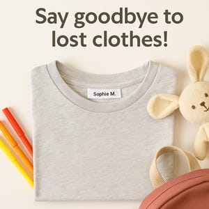 Custom Iron-On Name Labels for Kids Clothes – Nylon Adhesive Tags – School & Daycare Clothing Labels – Personalized Fabric Stickers