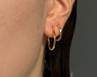 Huggie clip on earrings, no piercing hoops, hoop clip on earrings, invisible clip on, no pierce hoop earrings, non pierced hoops, twisted