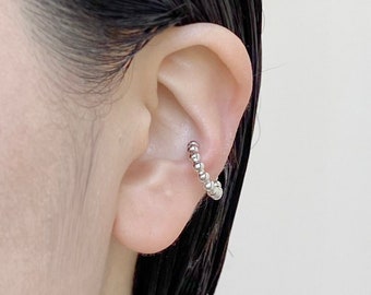 Cartilage ear cuff, ball ear cuff, no pierce ear cuff, non pierced ear cuff, no piercing ear cuff, gender neutral, minimalist ear cuff