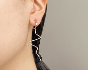 Clip on earrings, frequency earrings, no piercing earrings, non pierced earrings, hoop clip on earrings, zigzag earrings, gold, silver