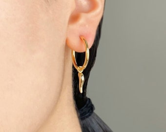Clip on earrings, gold tail earrings, no piercing earrings, dangle, no pierce earrings, hoop clip on earrings, minimalist, fox tail earrings