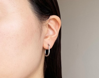 Oval hoop earrings, hypoallergenic hoop earrings, huggie earrings, stainless steel hoops, minimalist hoop earrings, minimal hoop earrings