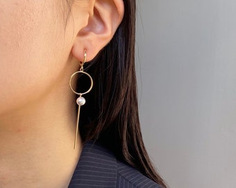 Non pierced earrings, clip on earrings, minimal, stick earrings, hoop clip on, no piercing earrings, clipons, wedding, gold, pearl, brass