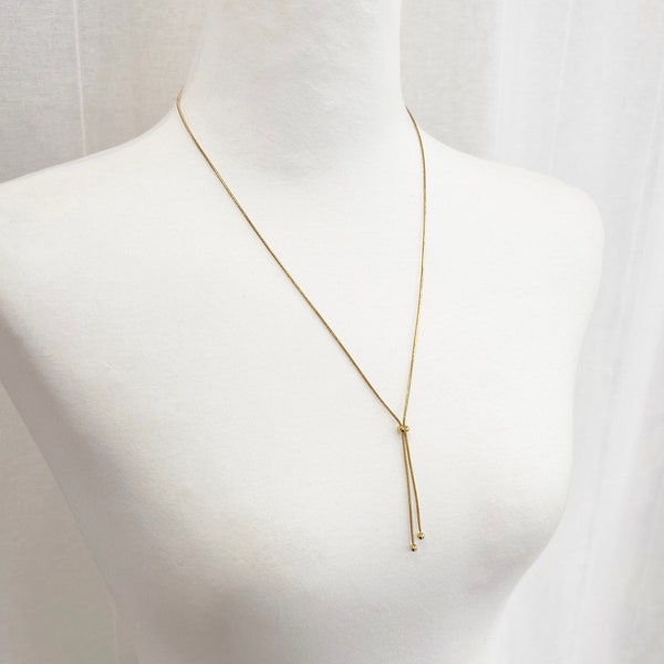 y necklace gold, lariat necklace gold, adjustable, stainless steel, snake chain necklace, hypoallergenic, minimal necklace, minimalist