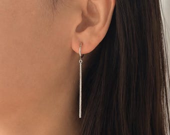 Invisible clip on earrings, non pierced earrings, long stick earrings, hoop clip on, minimalist clip on, no pierce earrings, gold, silver H5