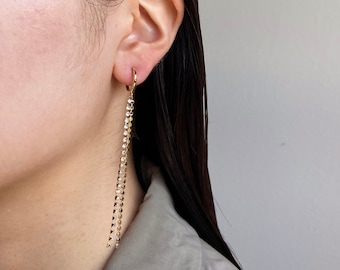 Non pierced earrings, long clip on, hoop clip on earrings, no piercing earrings, invisible clip on, gold, huggie hoop clip on, B-6