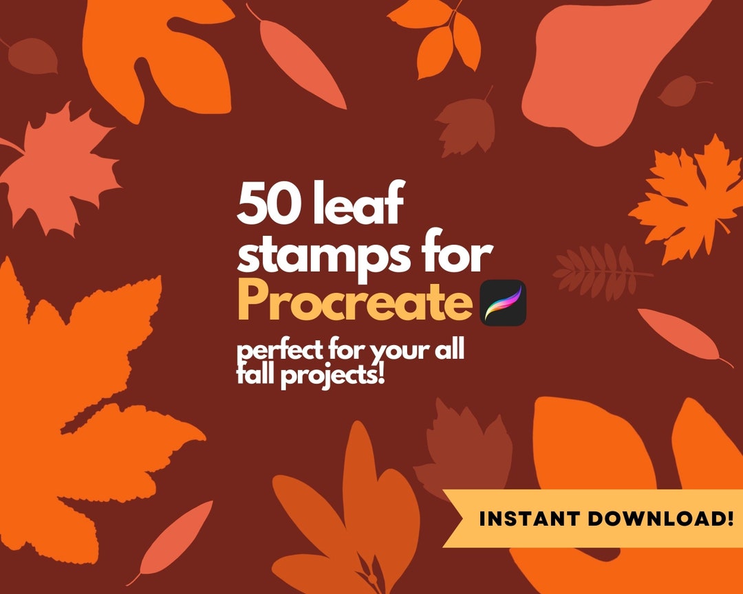 50 Procreate Leaves Stamps | Procreate Fall Stamps | Fall Leaves Stamps ...