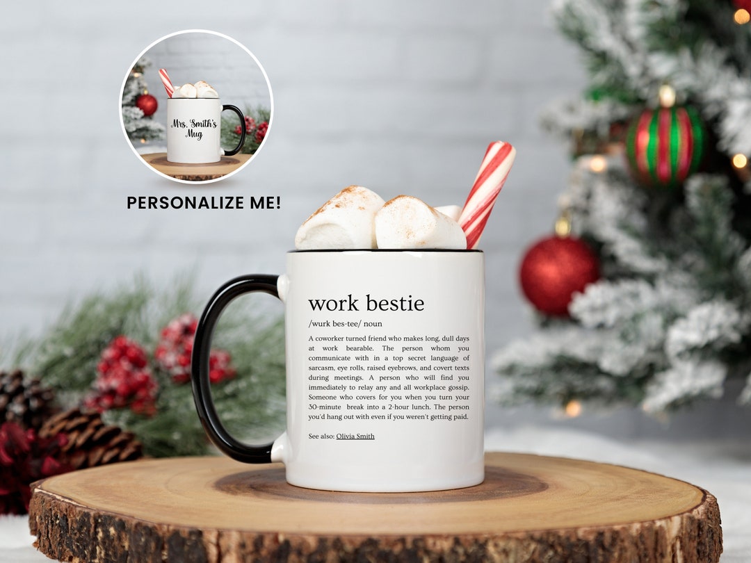 Personalized Work Bestie Coffee Mug, Work Bestie Coworker Christmas ...