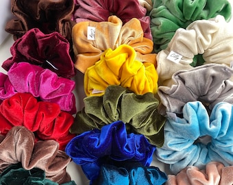 Velvet scrunchies- soft velvet hair tie- 90's accessory- summer festival accessory- luxury / luxurious fabric- cute beautiful hair elastic