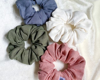 Linnen scrunchie/ perfect voor de lente en zomer outfits/ handgemaakte kleurrijke haar elastiek/ accessoire