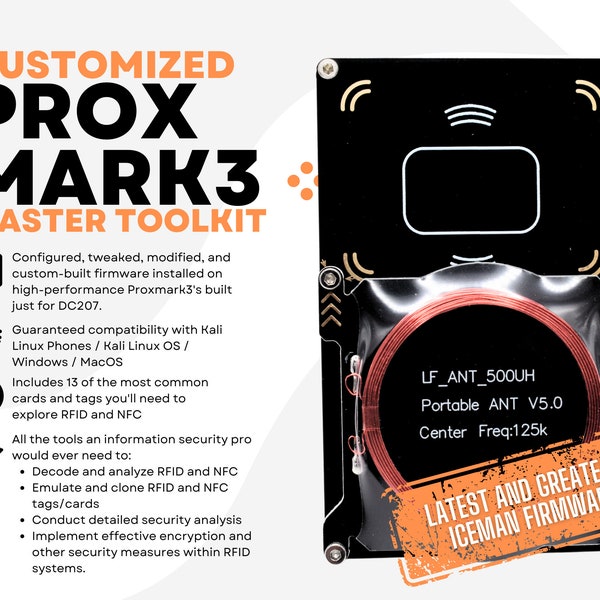 Proxmark3 Master Toolkit | Customized RFID/NFC Analyzer | 13 Cards and Tags | InfoSec Essentials