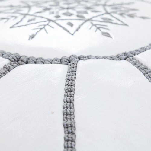 Moroccan leather Pouf White,Ottoman Pouffe Moroccan leather,Leather Pouf and Ottoman Footstool,pouf ottoman, ottoman pouf, pouffe ottoman shops