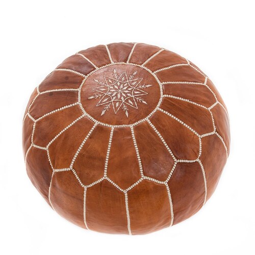 Moroccan leather Pouf brown,Ottoman Pouffe Moroccan leather, ottoman shops square pouf,Leather Ottoman,Leather Pouf and Ottoman Footstool
