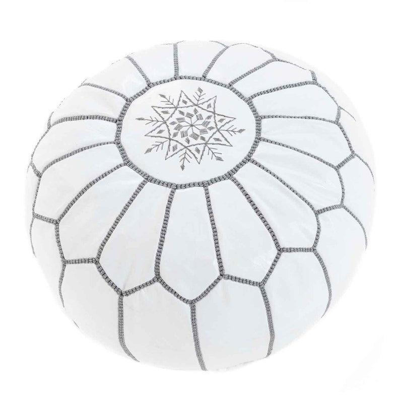Moroccan leather Pouf White,Ottoman Pouffe Moroccan leather,Leather Pouf and Ottoman Footstool,pouf ottoman, ottoman pouf, pouffe ottoman shops