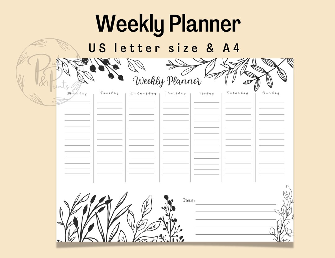 Printable Weekly Planner Note Planner Schedule Planner - Etsy