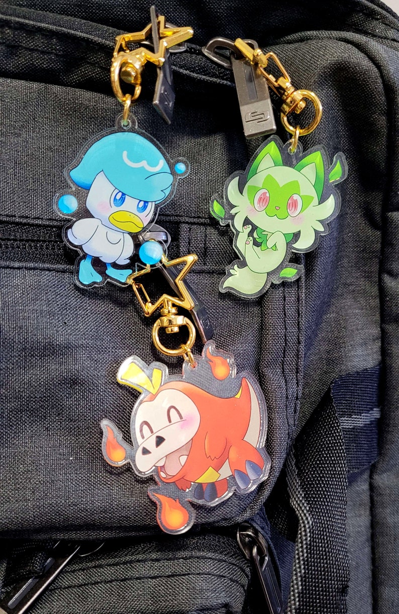 POKEMON SCARLET VIOLET Starter Keychains Sprigatito Etsy
