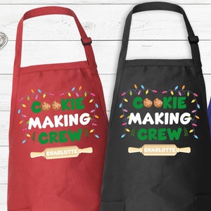 Personalized Cookie Making Crew Apron, Christmas Apron, Christmas Lights Apron, Cookie Apron, Christmas Gift, Christmas Cookie Apron Gift
