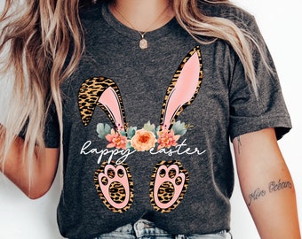 Happy Easter Shirt, Happy Easter Bunnies Shirt, Bunny Shirt, Easter Bunny Shirt, Cute Easter Shirt, Leopard Bunny Shirt, Easter Matching Tee