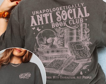 Anti-Social Book Club Comfort Colors® Shirt for Introverted Romance Reader Vintage Distressed Reading T-Shirt, Bookish for Book Lover Gift