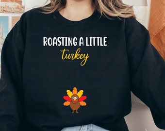 Thanksgiving Fall Pregnancy Announcement Sweatshirt, Cute Turkey Sweatshirt for Mom To Be, Funny Pregnancy Reveal Shirt, Mom To Be Crewneck