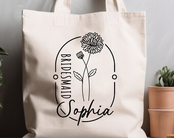 Custom Bridesmaid Tote Bag, Personalized Wedding Gift