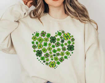 Heart Shamrock Sweatshirt, Love Clover Hoodie, Shamrock Sweatshirt, St Patrick's Day Sweatshirt, St. Patrick's Day Gift, Clover Shirt