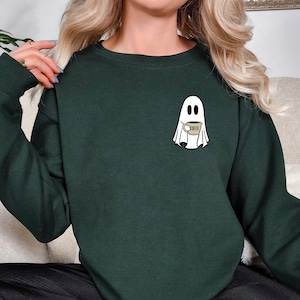 Cute Spooky Coffee Sweatshirt, Womens Ghost Sweatshirt, Spooky Season, Fall Coffee Lover Shirt, Fall Graphic Shirt, Halloween Party Shirt