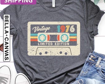 50th Birthday Shirt, Vintage 1976 Limited Edition Cassette T-Shirt, 50th Birthday Men Tee, 1976 Birthday Shirt, 50th Birthday Gift For Women