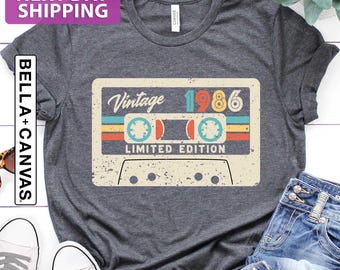 40th Birthday Shirt, Vintage 1986 Limited Edition Cassette T-Shirt, 1986 Birthday, 40th Birthday Gift For Woman Shirt, 40th Birthday Gift