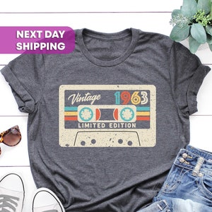 Chemise 62e anniversaire, t-shirt cassette vintage 1963 en édition limitée, t-shirt homme 62e anniversaire, chemise d'anniversaire 1963, cadeau 62e anniversaire pour femme
