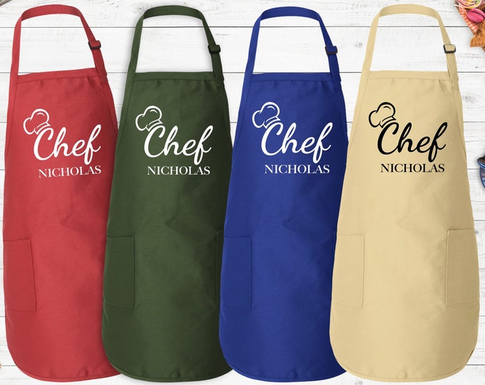 Customized Apron, Chef Printed Apron, Printed Apron, Printed Kitchen Apron for Women & Men, Personalized Gift, Cute Apron,  Christmas Gift