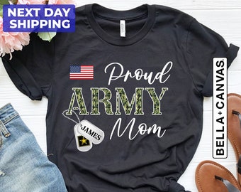 Custom Proud Army Mom Shirt, Personalized Army Mom Shirt, Soldier Mom T-Shirt, Army Family Day, USA Army Mom Gift, Military Mom Shirt