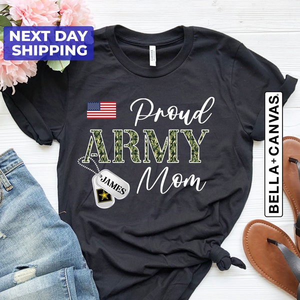 Custom Proud Army Mom Shirt, Personalized Army Mom Shirt, Soldier Mom T-Shirt, Army Family Day, USA Army Mom Gift, Military Mom Shirt