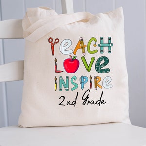 Sac fourre-tout Teach Love Inspire, professeur personnalisé, cartable de professeur, appréciation de l'enseignant, sac de professeur, cadeau de rentrée, cadeau de Noël