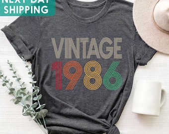 Vintage 1986 Shirt, 40th Birthday Gift, Retro Born in 1986 Tee for Men Women