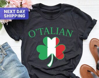 O'talian St Patrick's Day Shirt, Italy Flag Clover