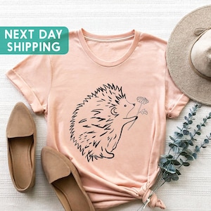Hedgehog And Flower Shirt, Hedgehog Owner Gift Shirt, Hedgehog Lover Shirt, Animal Lover Tee,Hedgehog Print Shirt,Hedgehog Birthday Gift Tee