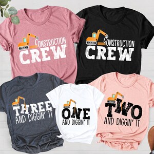 Matching Construction Birthday Shirt: Kids Dump Truck Excavator Birthday Party Crew Tee