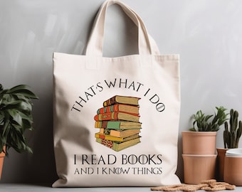 Book Lover Tote Bag, Library Teacher Gift