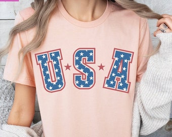 Retro Star USA Graphic Tee, 4th of July Graphic Tee, Star American Graphic Tee, Patriotic Retro USA Shirt, Freedom Tee for 4th of July