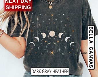 Celestial Shirt, Moon T-Shirts, Moon Graphic T-Shirt, Moon Phase Astrology Astronomy, Women Moon Gift Tee, Garment Dyed, Gift For Her