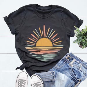 Retro Sunset Shirt, Nature Graphic T-Shirt and Sunset Lover Gift Tee afbeelding 3
