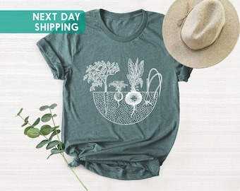 Garden T-Shirt, Foodie Gift, Vegetable Shirt, Screen Print Shirt, Foodie Shirt, Garden Gift, Radish Shirt, Carrot Shirt, Gift For Mom