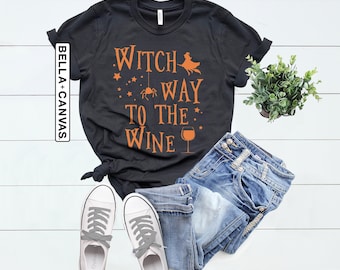 Witch Way To The Wine Shirt, Halloween Gift, Funny Halloween Shirt, Halloween Party Shirt, Wine Halloween Witch Shirt, Wine Drinker Gift