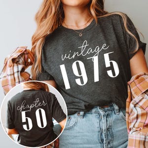 Classic 1975 Shirts For Women, Vintage 50th Birthday Year Number Tshirt For Him, 50th Milestone Best Friend Bday Gift For Her, 50 Bday Shirt